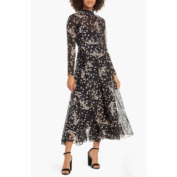 CAARA Ruxley Long Sleeve Floral Sheer High Neck Maxi Dress - Picture 1 of 10